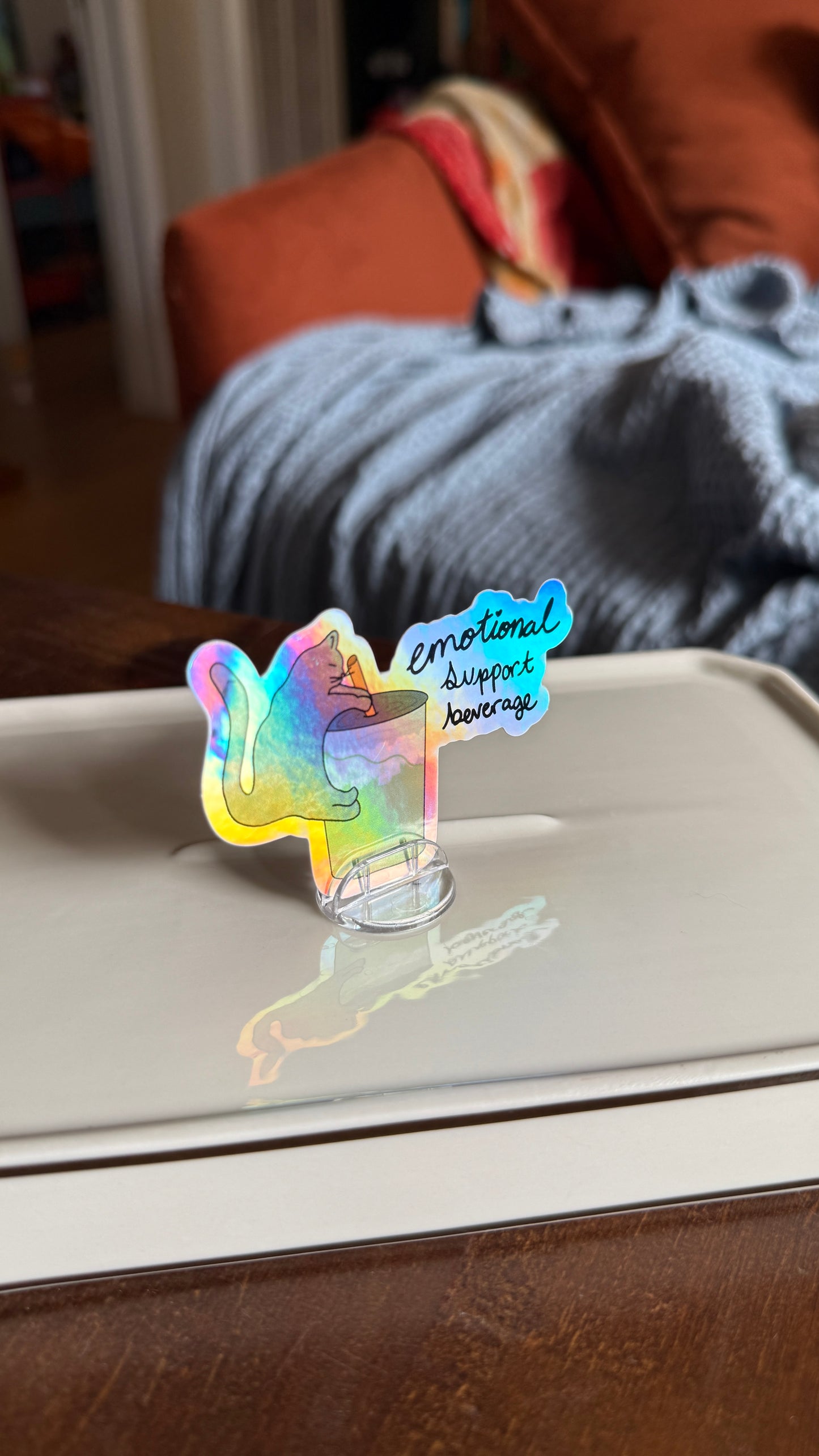 Emotional Support Beverage Cat Sticker - Waterproof, Scratch Resistant, Dishwasher Safe, UV Resistant, Outdoor Use! lil chonk studio
