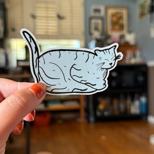 Blue Chonk Cat Sticker - Waterproof, Scratch Resistant, Dishwasher Safe, UV Resistant, Outdoor Use, Split Back For Easy Peel! lil chonk studio