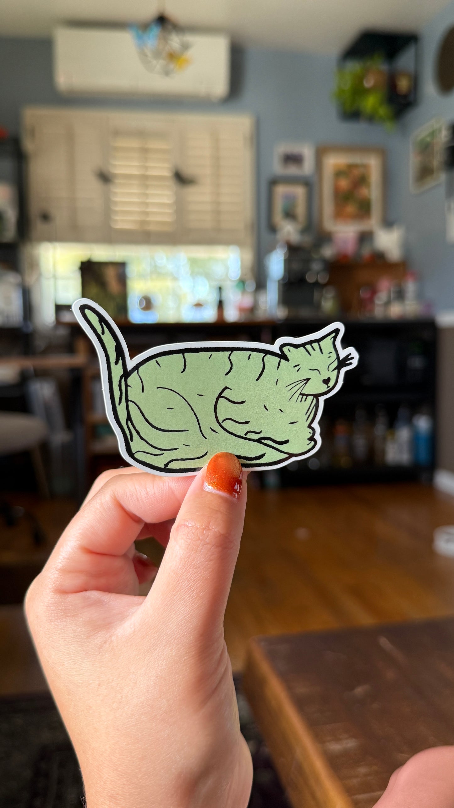 Green Chonk Cat Sticker - Waterproof, Scratch Resistant, Dishwasher Safe, UV Resistant, Outdoor Use, Split Back For Easy Peel! lil chonk studio