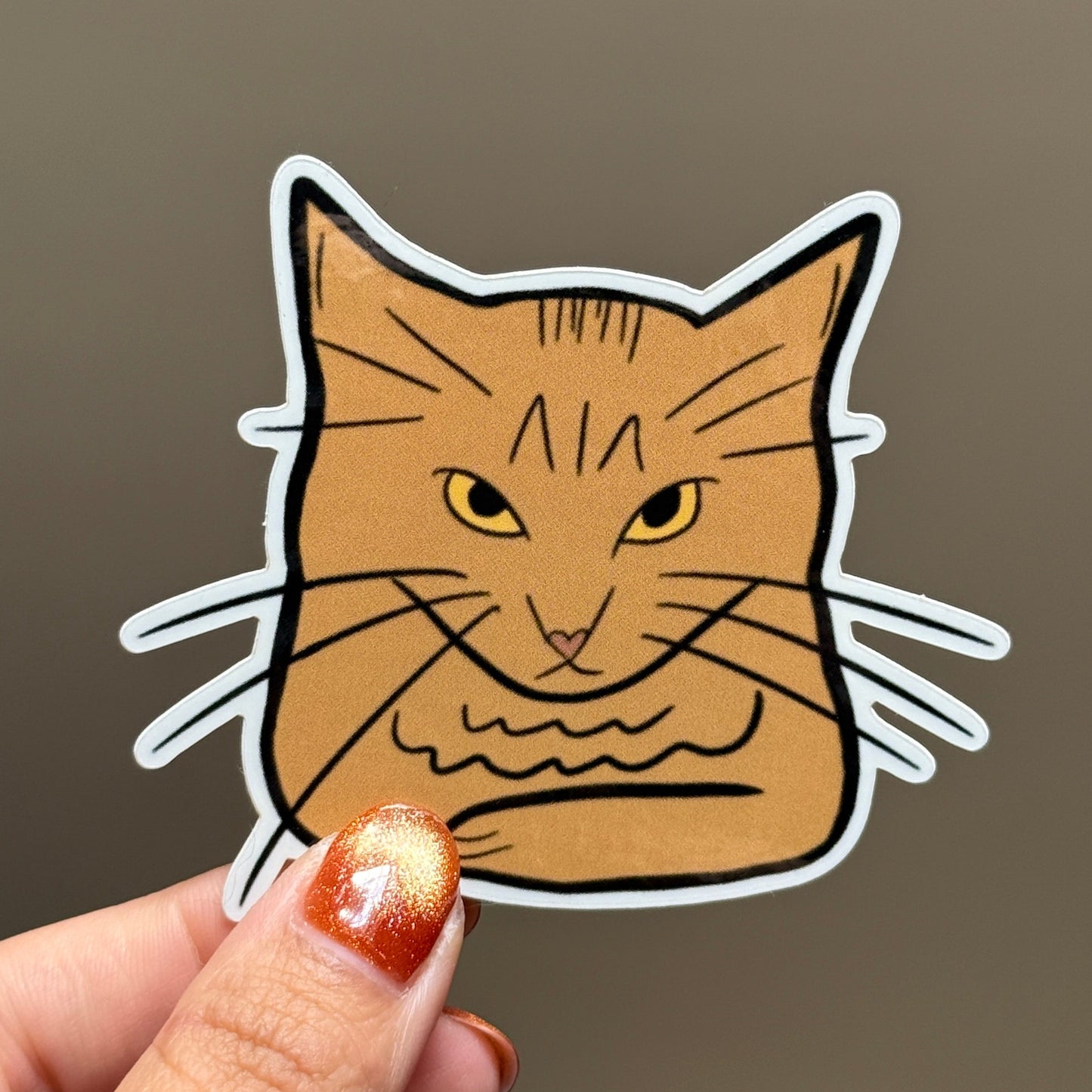 Mad Cat Head Sticker - Waterproof, Scratch Resistant, Dishwasher Safe, UV Resistant, Outdoor Use, Split Back For Easy Peel! lil chonk studio
