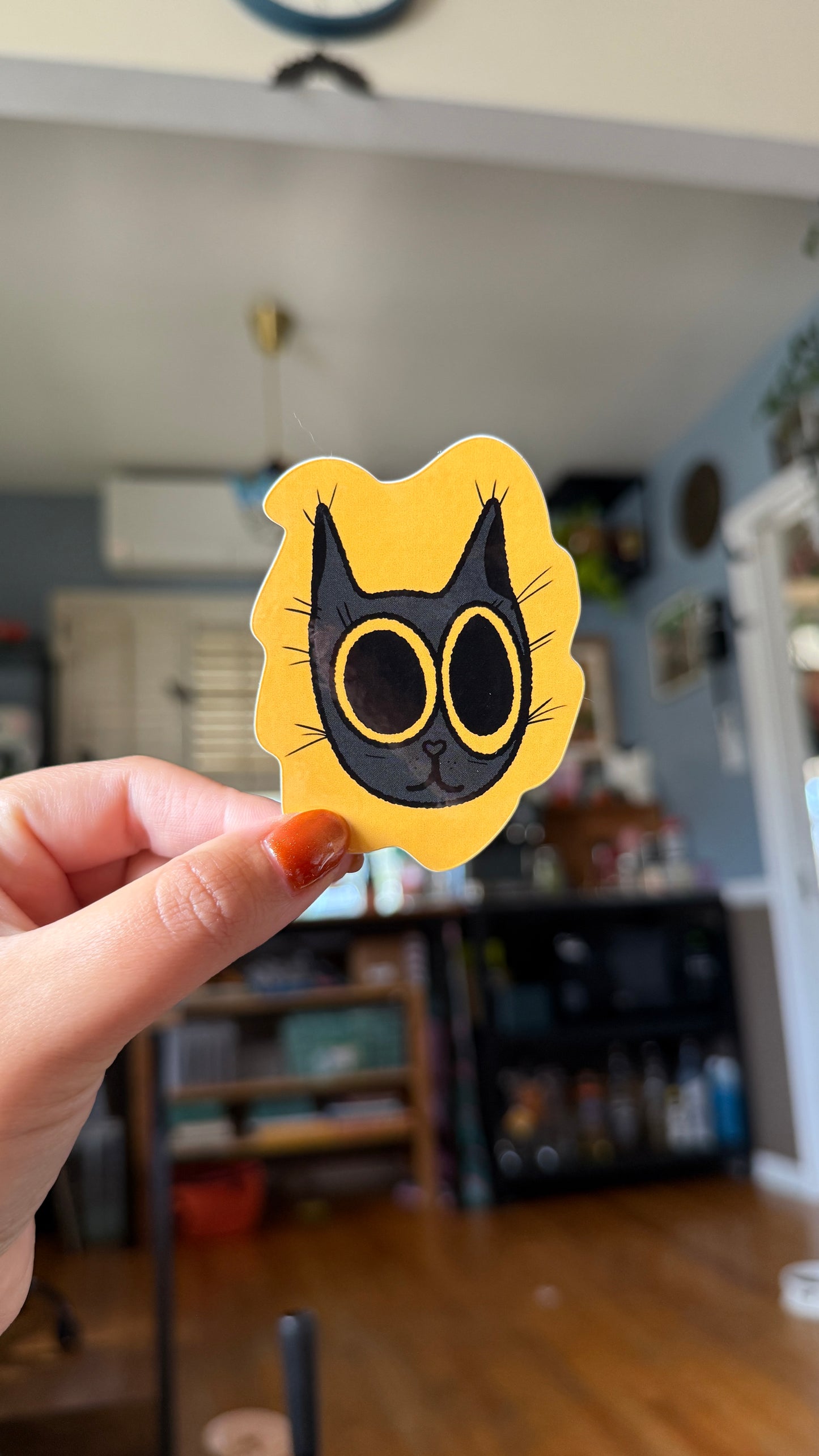 Black Cat, Big Eyes Sticker - Waterproof, Scratch Resistant, Dishwasher Safe, UV Resistant, Outdoor Use, Split Back For Easy Peel! lil chonk studio