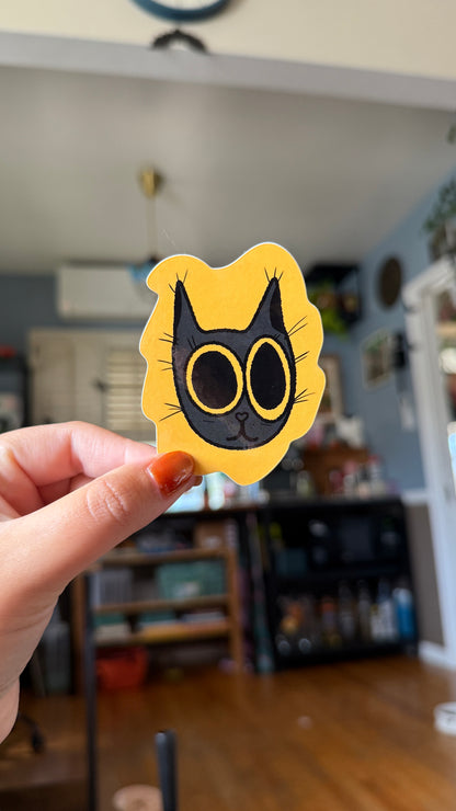 Black Cat, Big Eyes Sticker - Waterproof, Scratch Resistant, Dishwasher Safe, UV Resistant, Outdoor Use, Split Back For Easy Peel! lil chonk studio