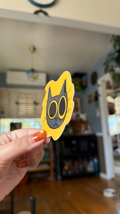 Black Cat, Big Eyes Sticker - Waterproof, Scratch Resistant, Dishwasher Safe, UV Resistant, Outdoor Use, Split Back For Easy Peel! lil chonk studio
