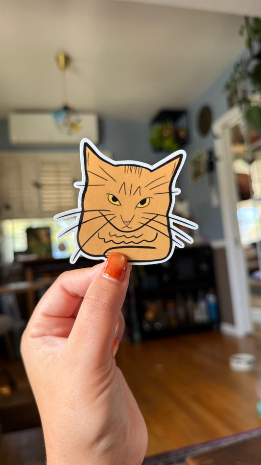 Mad Cat Head Sticker - Waterproof, Scratch Resistant, Dishwasher Safe, UV Resistant, Outdoor Use, Split Back For Easy Peel! lil chonk studio