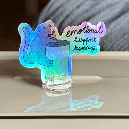 Emotional Support Beverage Cat Sticker - Waterproof, Scratch Resistant, Dishwasher Safe, UV Resistant, Outdoor Use! lil chonk studio