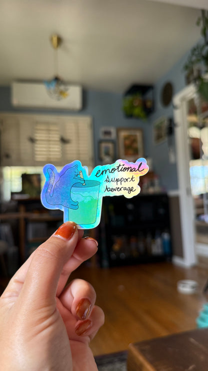 Emotional Support Beverage Cat Sticker - Waterproof, Scratch Resistant, Dishwasher Safe, UV Resistant, Outdoor Use! lil chonk studio