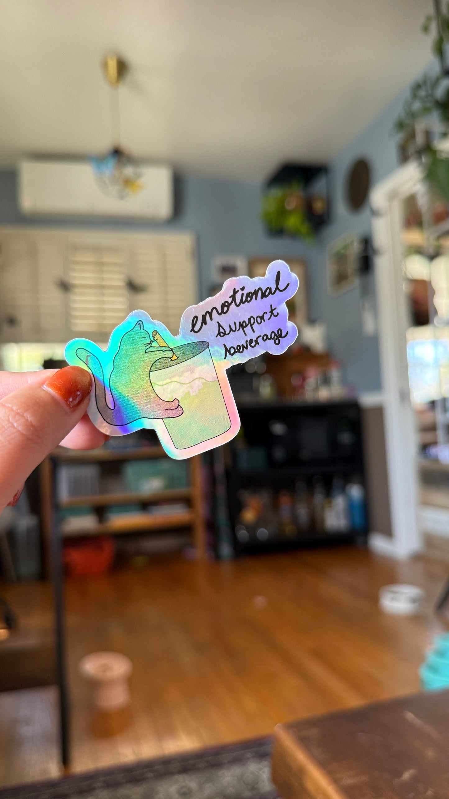 Emotional Support Beverage Cat Sticker - Waterproof, Scratch Resistant, Dishwasher Safe, UV Resistant, Outdoor Use! lil chonk studio