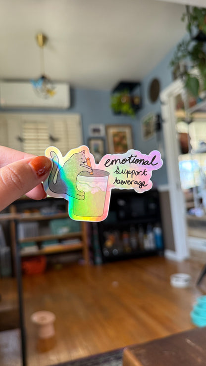 Emotional Support Beverage Cat Sticker - Waterproof, Scratch Resistant, Dishwasher Safe, UV Resistant, Outdoor Use! lil chonk studio