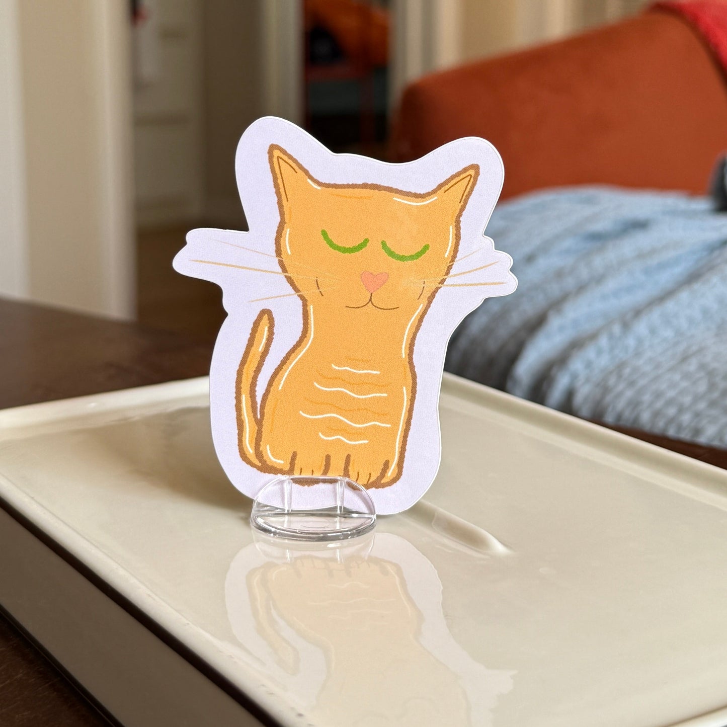 Orange Kitty Sticker - Waterproof, Scratch Resistant, Dishwasher Safe, UV Resistant, Outdoor Use, Split Back For Easy Peel! lil chonk studio