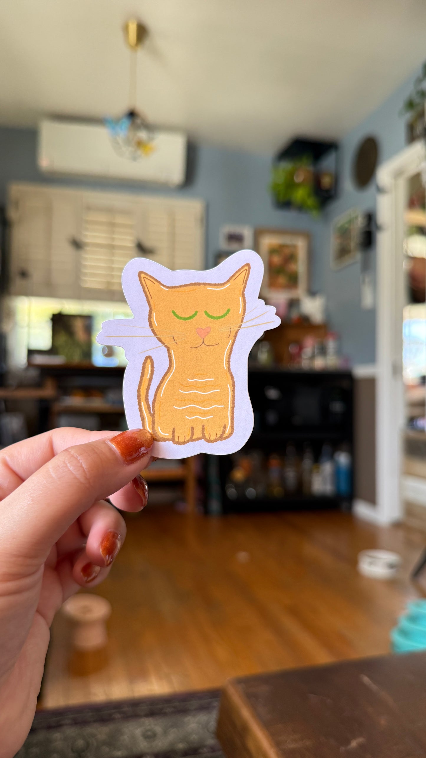 Orange Kitty Sticker - Waterproof, Scratch Resistant, Dishwasher Safe, UV Resistant, Outdoor Use, Split Back For Easy Peel! lil chonk studio
