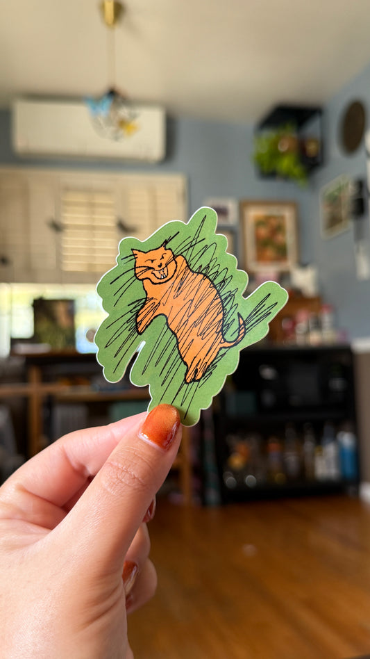 Mad Kitty Sticker - Waterproof, Scratch Resistant, Dishwasher Safe, UV Resistant, Outdoor Use, Split Back For Easy Peel! lil chonk studio