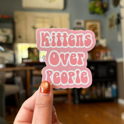 Pink Kittens Over People Sticker - Waterproof, Scratch Resistant, Dishwasher Safe, UV Resistant, Outdoor Use, Split Back For Easy Peel! lil chonk studio
