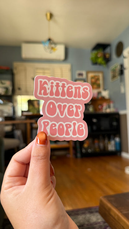 Pink Kittens Over People Sticker - Waterproof, Scratch Resistant, Dishwasher Safe, UV Resistant, Outdoor Use, Split Back For Easy Peel! lil chonk studio