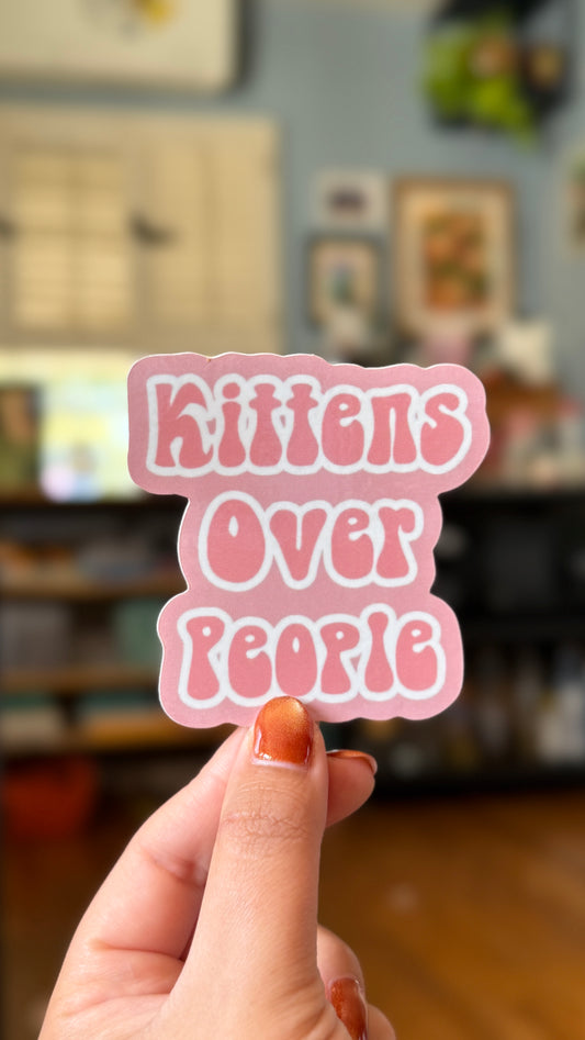 Pink Kittens Over People Sticker - Waterproof, Scratch Resistant, Dishwasher Safe, UV Resistant, Outdoor Use, Split Back For Easy Peel! lil chonk studio