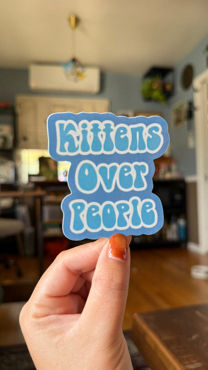 Blue Kittens Over People Sticker - Waterproof, Scratch Resistant, Dishwasher Safe, UV Resistant, Outdoor Use, Split Back For Easy Peel! lil chonk studio