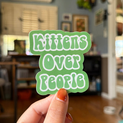 Green Kittens Over People Sticker - Waterproof, Scratch Resistant, Dishwasher Safe, UV Resistant, Outdoor Use, Split Back For Easy Peel! lil chonk studio