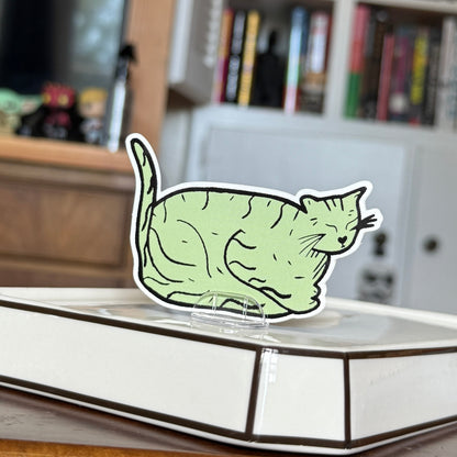 Green Chonk Cat Sticker - Waterproof, Scratch Resistant, Dishwasher Safe, UV Resistant, Outdoor Use, Split Back For Easy Peel! lil chonk studio