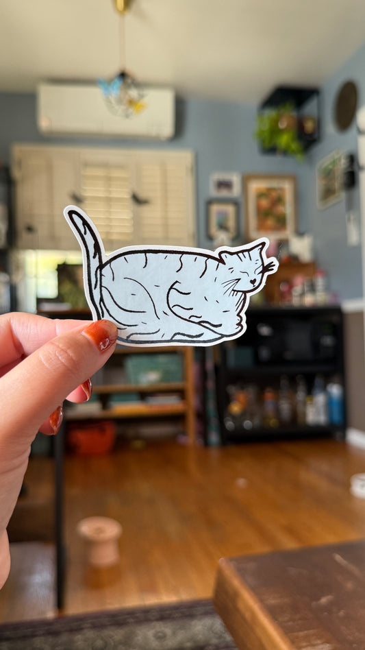 Blue Chonk Cat Sticker - Waterproof, Scratch Resistant, Dishwasher Safe, UV Resistant, Outdoor Use, Split Back For Easy Peel! lil chonk studio