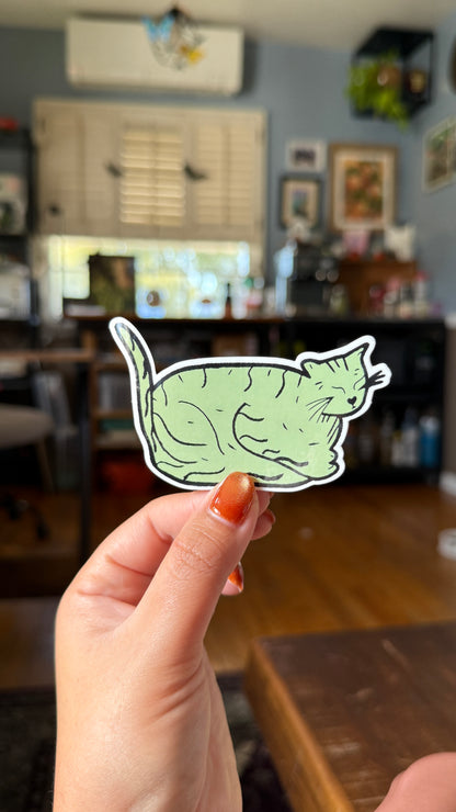 Green Chonk Cat Sticker - Waterproof, Scratch Resistant, Dishwasher Safe, UV Resistant, Outdoor Use, Split Back For Easy Peel! lil chonk studio