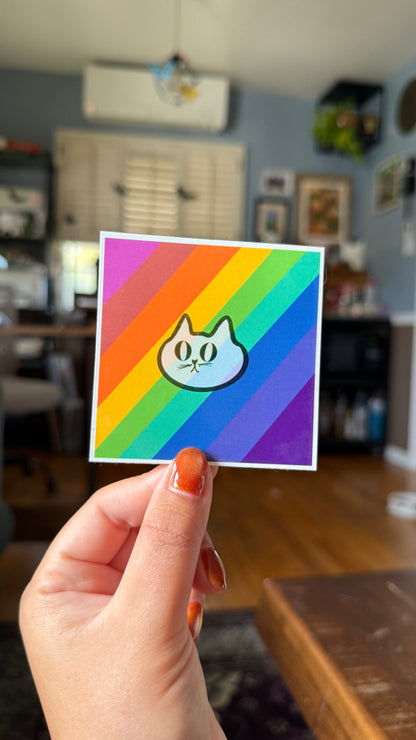 Colorful Cat Sticker - Waterproof, Scratch Resistant, Dishwasher Safe, UV Resistant, Outdoor Use, Split Back For Easy Peel! lil chonk studio
