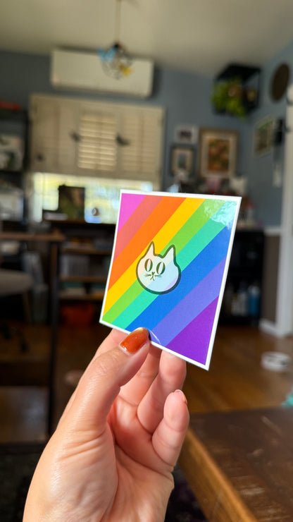 Colorful Cat Sticker - Waterproof, Scratch Resistant, Dishwasher Safe, UV Resistant, Outdoor Use, Split Back For Easy Peel! lil chonk studio