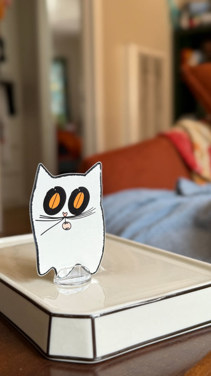 Ghost Cat Sticker - Waterproof, Scratch Resistant, Dishwasher Safe, UV Resistant, Outdoor Use, Split Back For Easy Peel! lil chonk studio