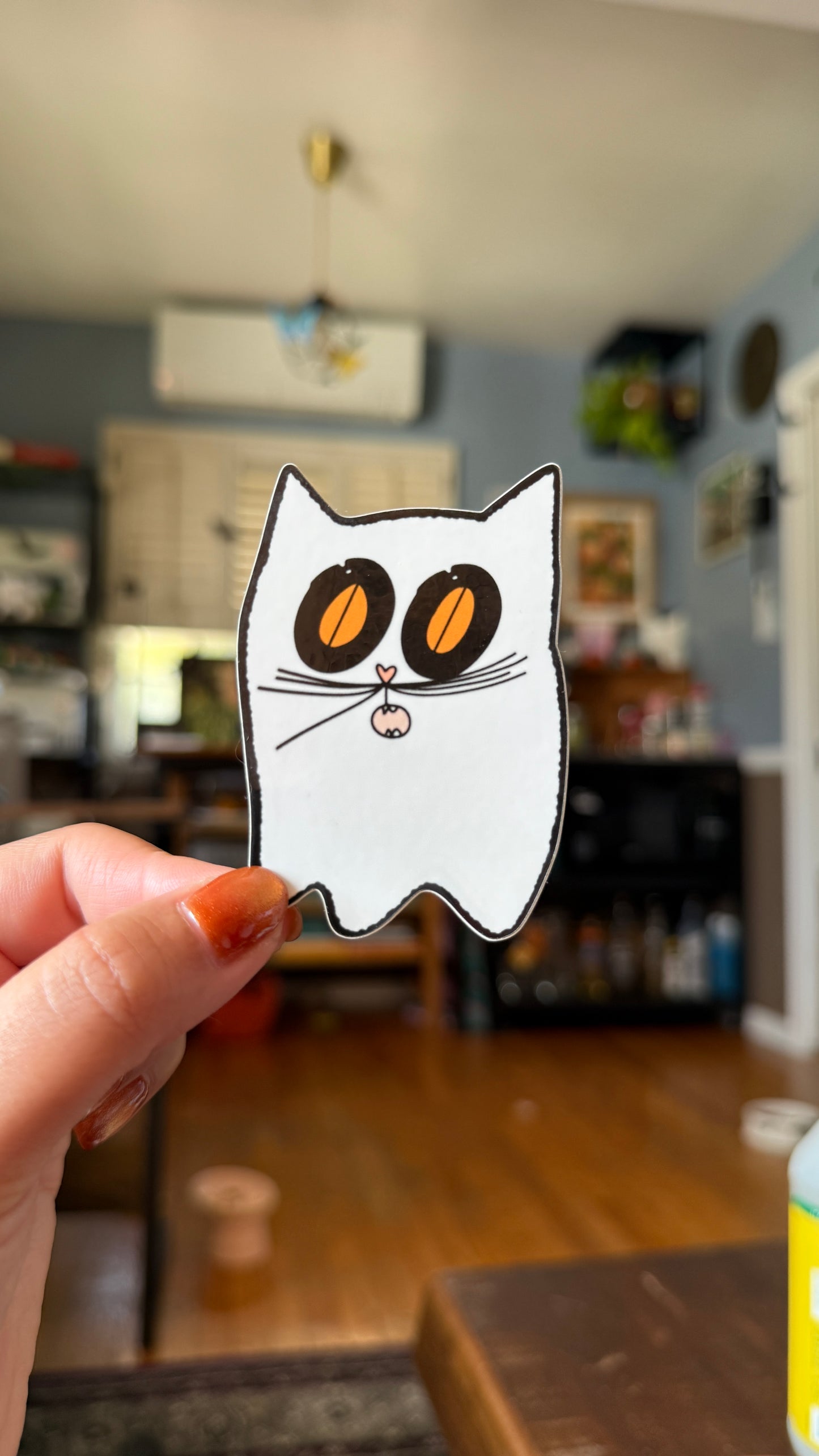Ghost Cat Sticker - Waterproof, Scratch Resistant, Dishwasher Safe, UV Resistant, Outdoor Use, Split Back For Easy Peel! lil chonk studio