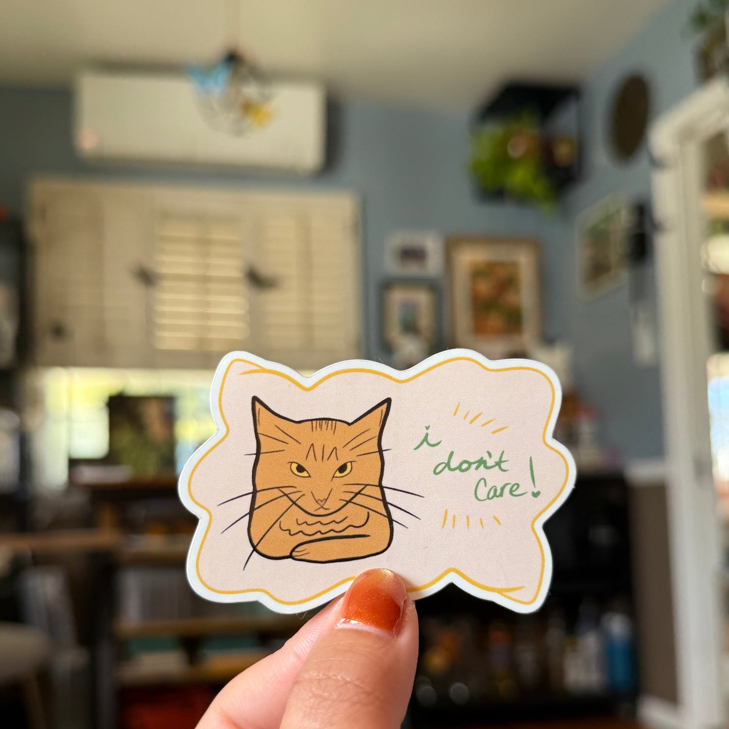 Pink I Don't Care Cat Sticker - Waterproof, Scratch Resistant, Dishwasher Safe, UV Resistant, Outdoor Use, Split Back For Easy Peel! lil chonk studio