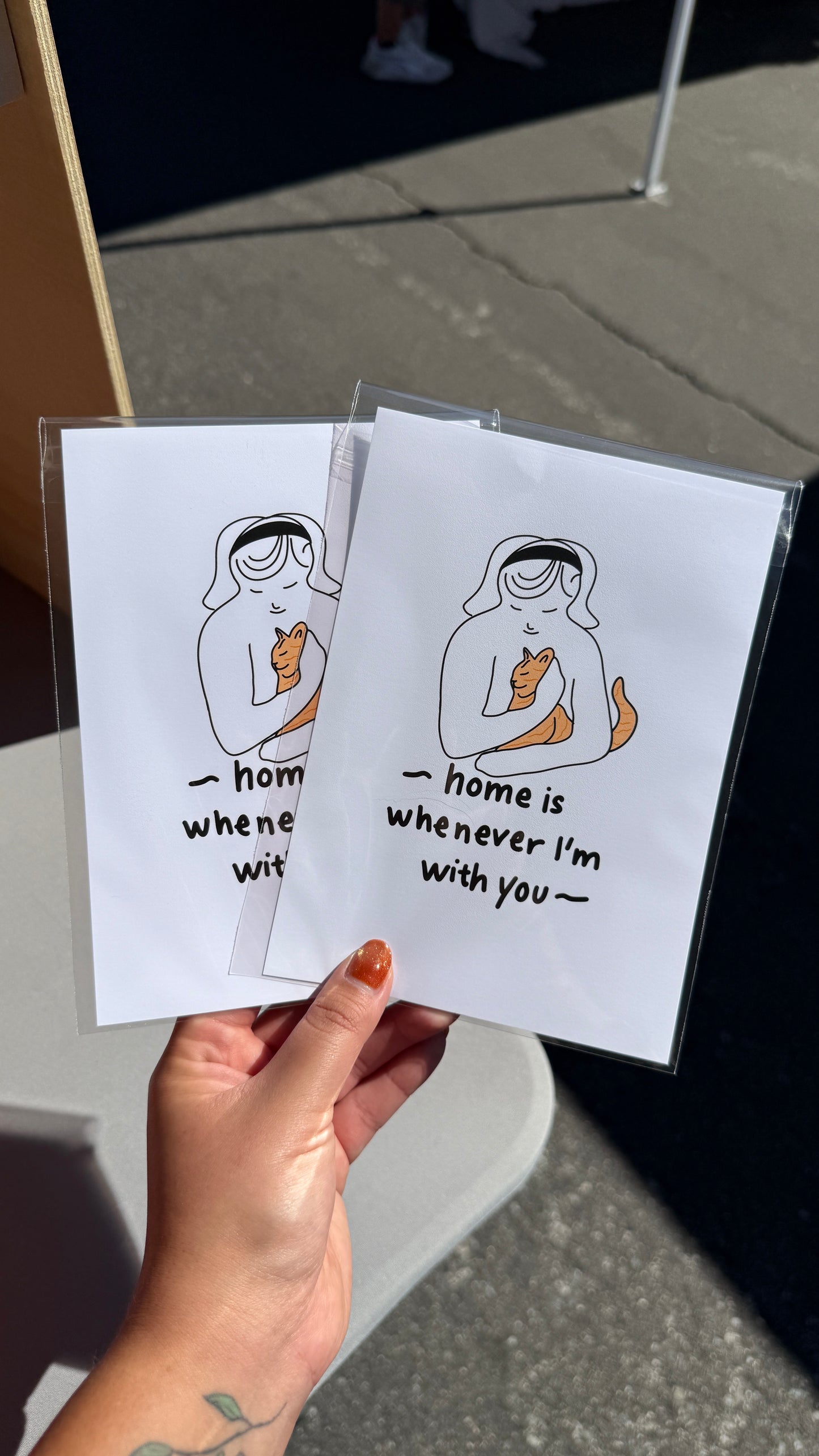 "Home Is Whenever I'm With You," (me to my cat) Print - 5" X 7" Premium Arctic Matte Inkjet Photo Paper lil chonk studio