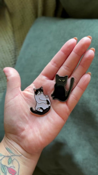 Black Cat Soft Enamel Metal Pins/Badges - 1.5''(38.1mm) lil chonk studio